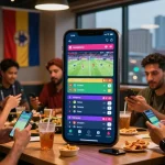 Exciting Gacor25 sports betting atmosphere during World Cup 2026 with fans engaging in live betting.