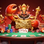 Immergez-vous dans l'univers vivant du casino en ligne retrait immédiat avec ce crabe royal entouré de jetons dorés.