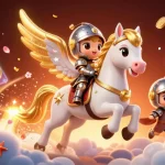 Illustration captivante représentant une liste de casinos crypto avec des pièces de Bitcoin et Ethereum flottantes.