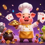 Les nouveaux casinos en ligne présentent un chef cochon et ses assistants dans un décor de jeu animé.