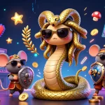 Une illustration dynamique de casino crypto sans KYC 2026, mettant en avant Medusa et un guerrier souris