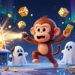 ルーレット おすすめで遊ぶミステリアスなモンキーと犬のキャラクターが描かれたカジノのイラストです。